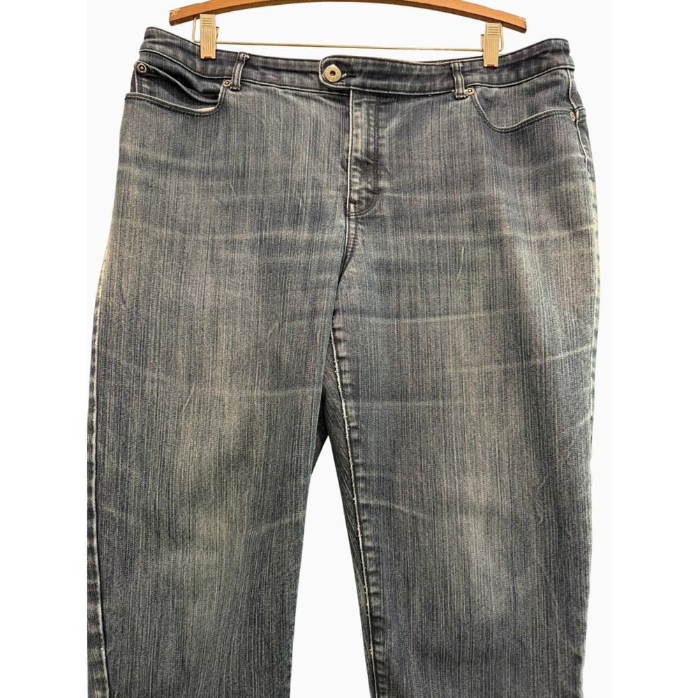 Chicos Platinum Blue Medium Wash Ankle Crop Zipper Hem Jeans Size 3 / 16 3 - Picture 3 of 8
